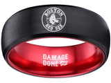 Boston Red Sox Ring Red Sox Wedding Ring Black & Red Damage Done Sizes 6 - 13