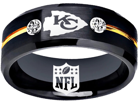 Kansas City Chiefs Ring Black & Gold Logo Ring | Sizes 6-13 #chiefs
