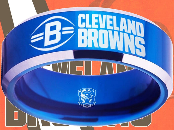 Cleveland Browns Ring Blue & Silver Wedding Band | Sizes 4-17 | #browns #dawgpound